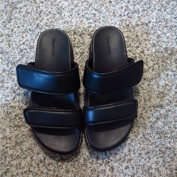 Open Edit Finley Slide Black Sandals - Picture 5 of 5